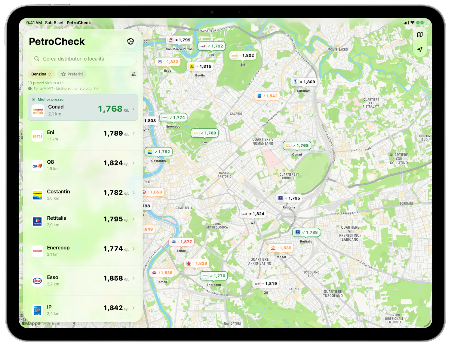PetroCheck map view on iPad