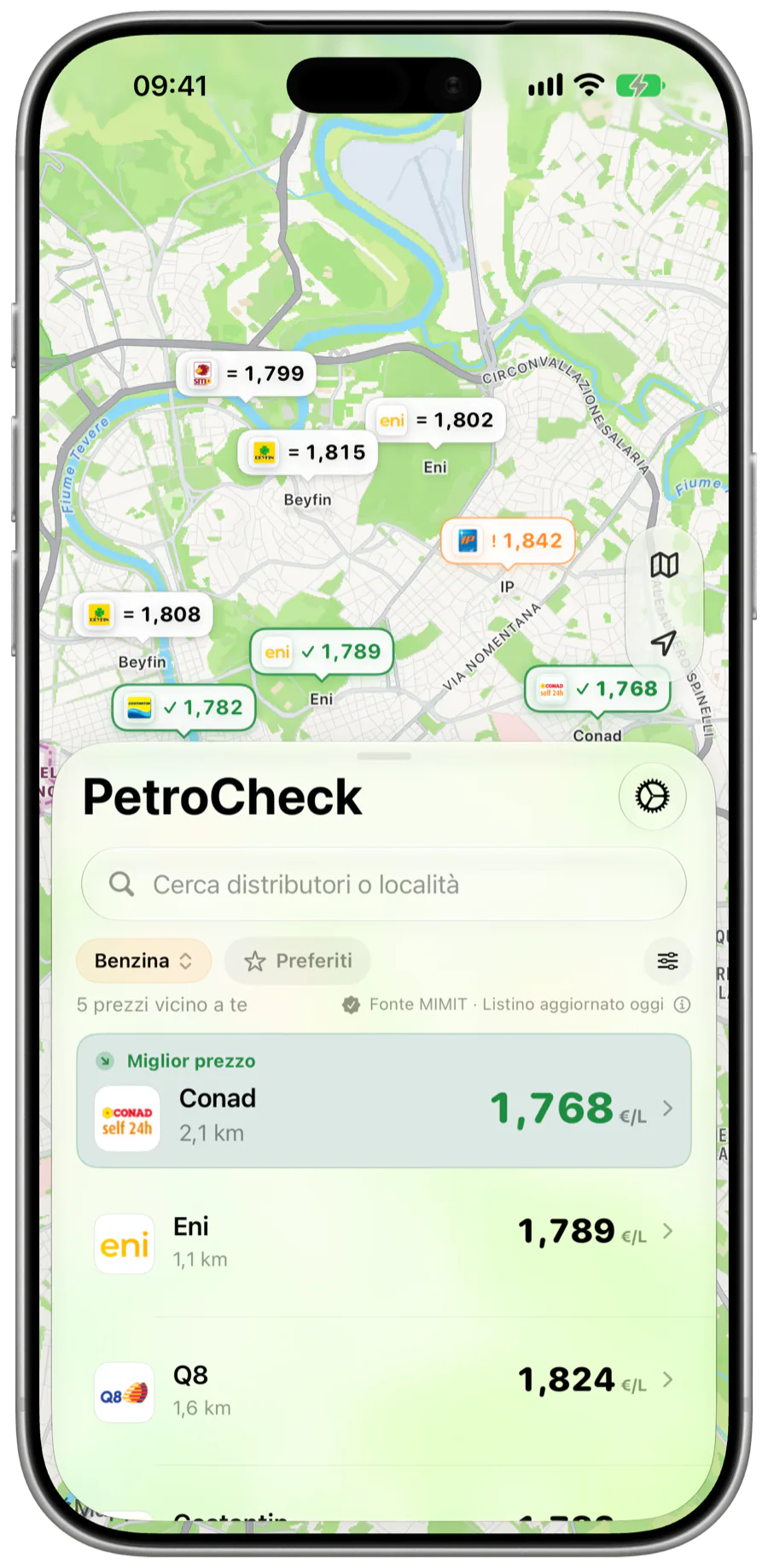 PetroCheck fuel prices on iPhone