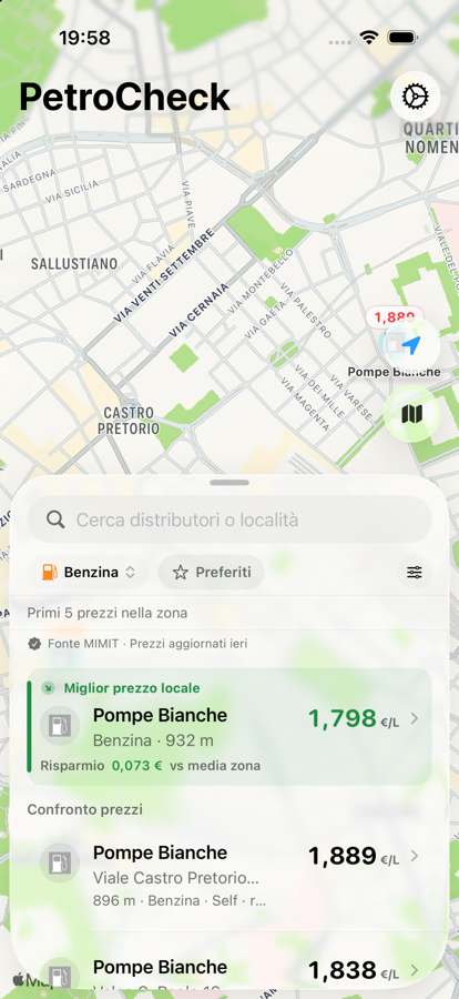 PetroCheck fuel prices on iPhone