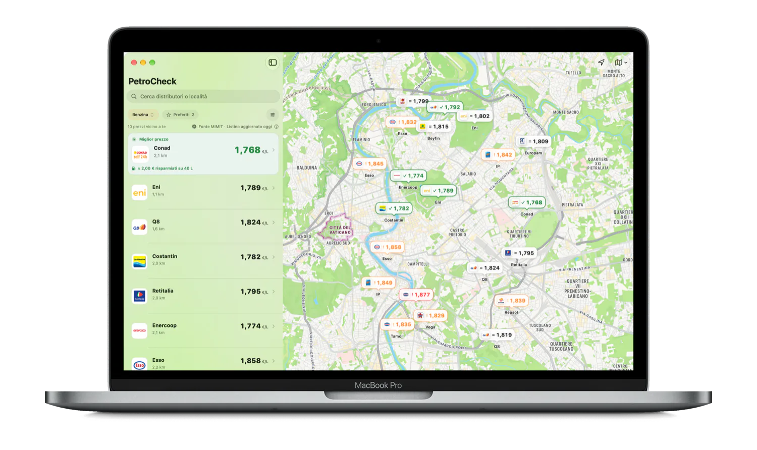PetroCheck running on MacBook Pro