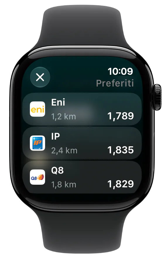 PetroCheck favorites on Apple Watch
